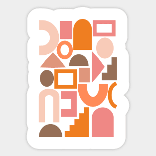 Simple Shapes Pattern in Retro Colors Sticker